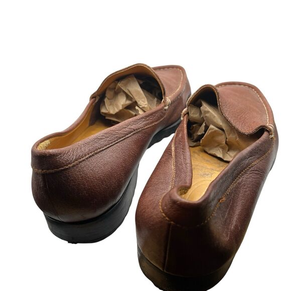 Faconnable Loafers Mens Size 12 Tan Brown Leather Square Toe Slip On Driver Shoe main image 4